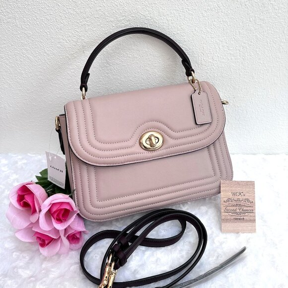 Coach Marlie Top Handle Satchel C6799 Colorblock & Border Quilting, Mauve - NWT - Picture 1 of 12